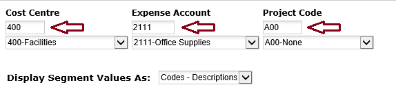 Fig 5.644 Requisition financial tracking screen showing free text entry boxes.png